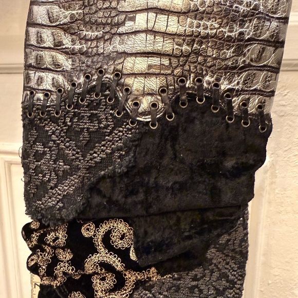 El Dante’s Handmade Leather Tall Boots, Mixed Media, Patchwork, Bohemian, Moto - Picture 12 of 13